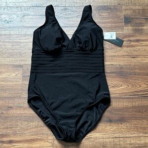 Aqua Green Women’s Black One Piece Bathing Suit Size Large 12-14 NWT